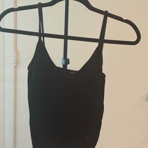Forever 21 Black V-Neck Spaghetti Strap Bodysuit